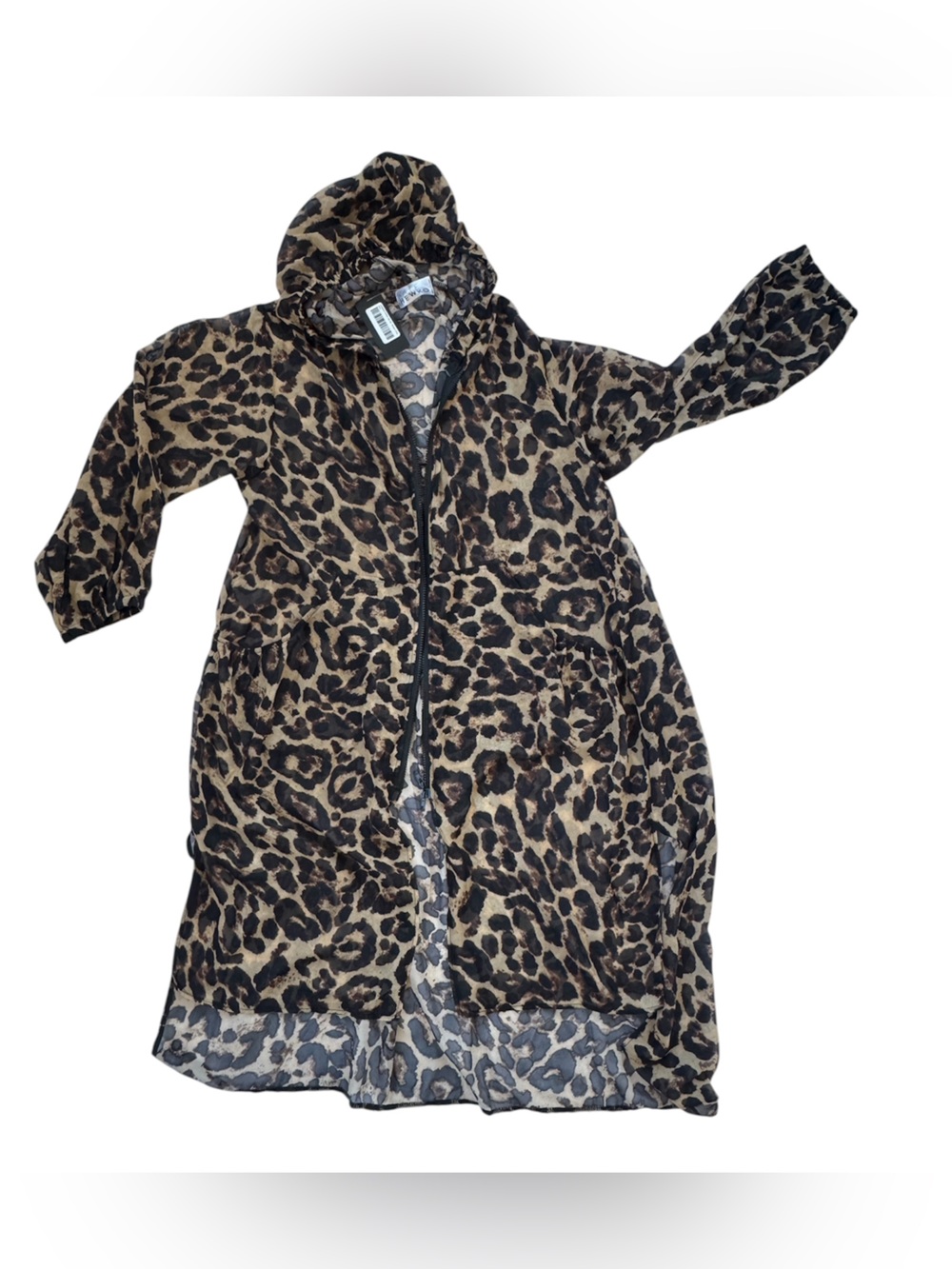 Kate Hewko Leopard Chiffon Zip Up Jacket Blouse One Size